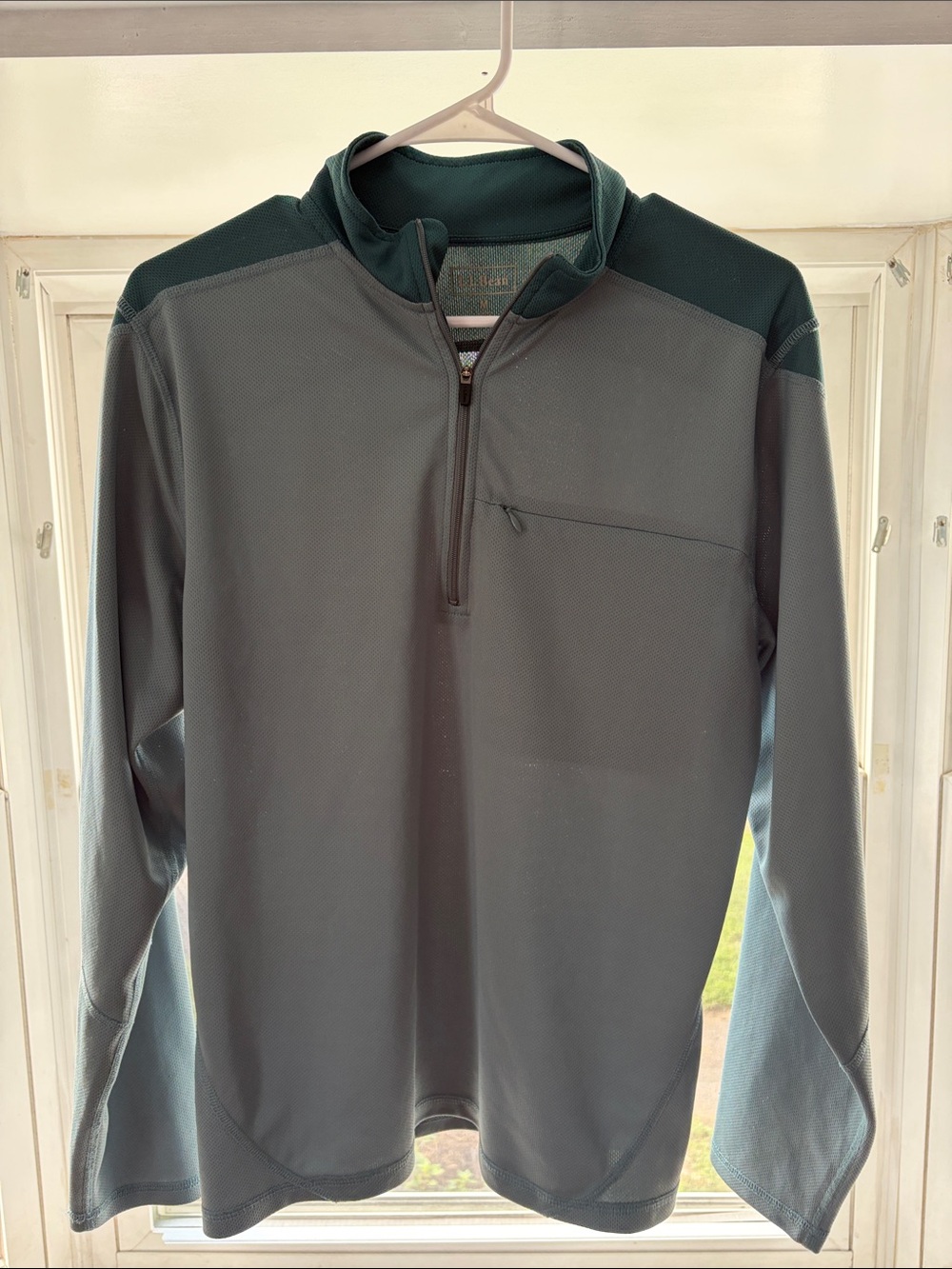 L.L. Bean Forest Green and Gray Women's Quarter-Zip Performance Pullover